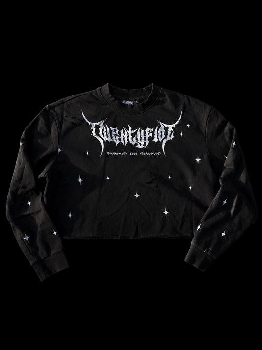 "ROOTED" LONG SLEEVE SHIRT (CROPPED) [BLACK]