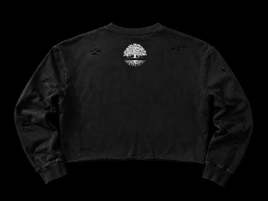 "ROOTED" LONG SLEEVE SHIRT (CROPPED) [BLACK]
